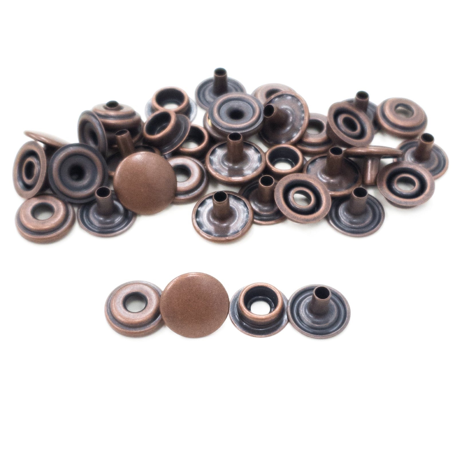 Inton 70 Sets Metal Line 24 15mm 5/8' Metal Snap Fastener Leather Rapid Rivet Button Sewing with Punch Set Tool (15mm Bronze)