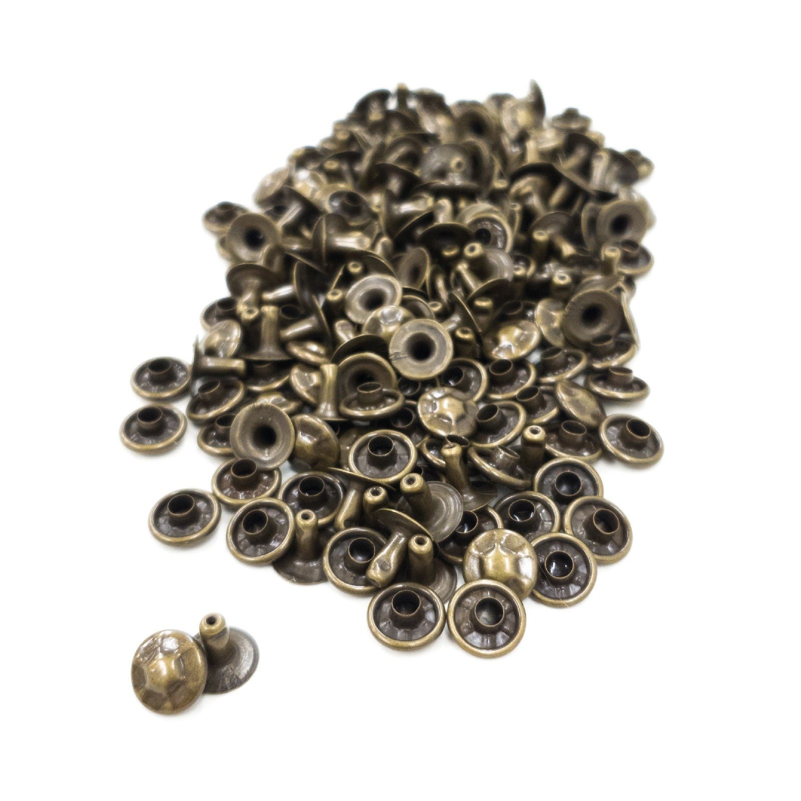 7mm & 9.5mm Vintage Rapid Rivet Hardware 100 pk | The Leather Guy