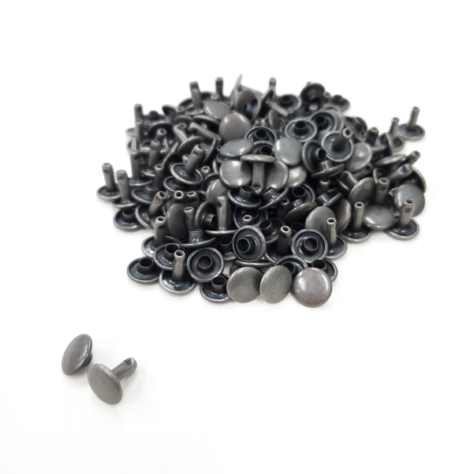 7 MM & 9 MM Double Cap Rivets 100 pk, 3/8 / Antique Nickel | The Leather Guy