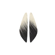 Bi-Color Black/Off White Hair On Die Cut Earrings, Wings | The Leather Guy