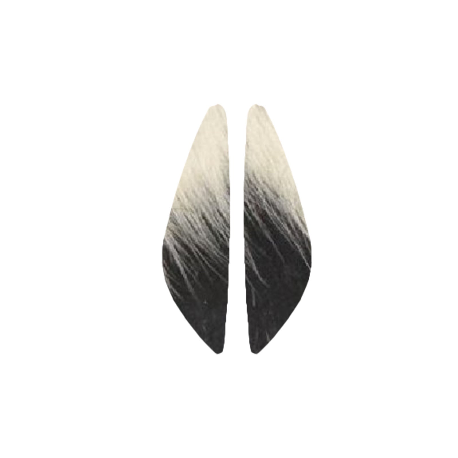 Bi-Color Black/Off White Hair On Die Cut Earrings, Wings | The Leather Guy
