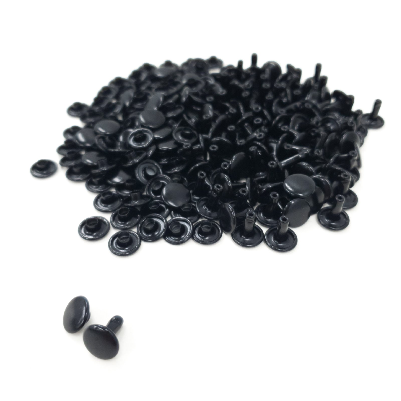 7 MM & 9 MM Double Cap Rivets 100 pk, 3/8 / Black | The Leather Guy