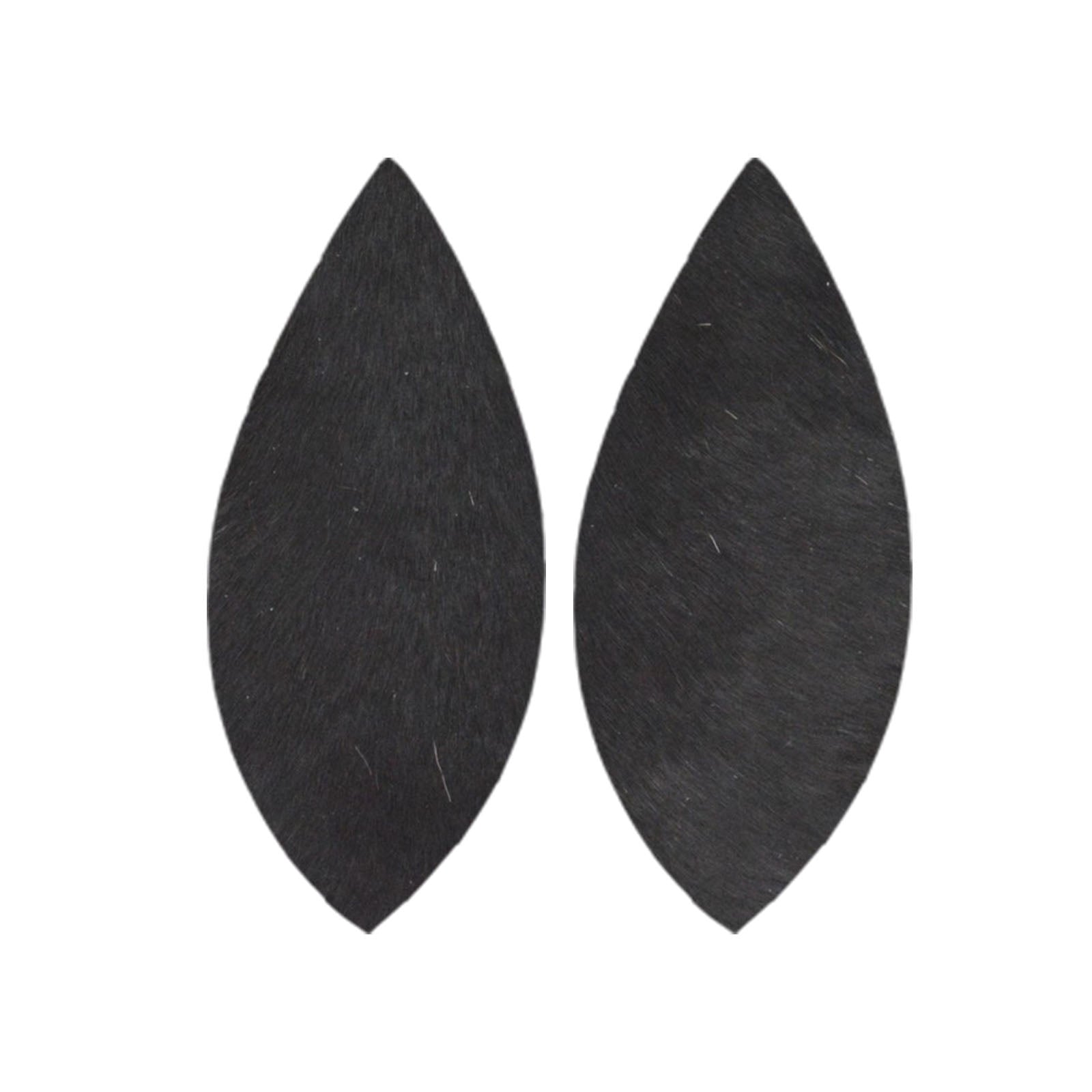Solid Black Hair On Die Cut Earrings, Feather | The Leather Guy