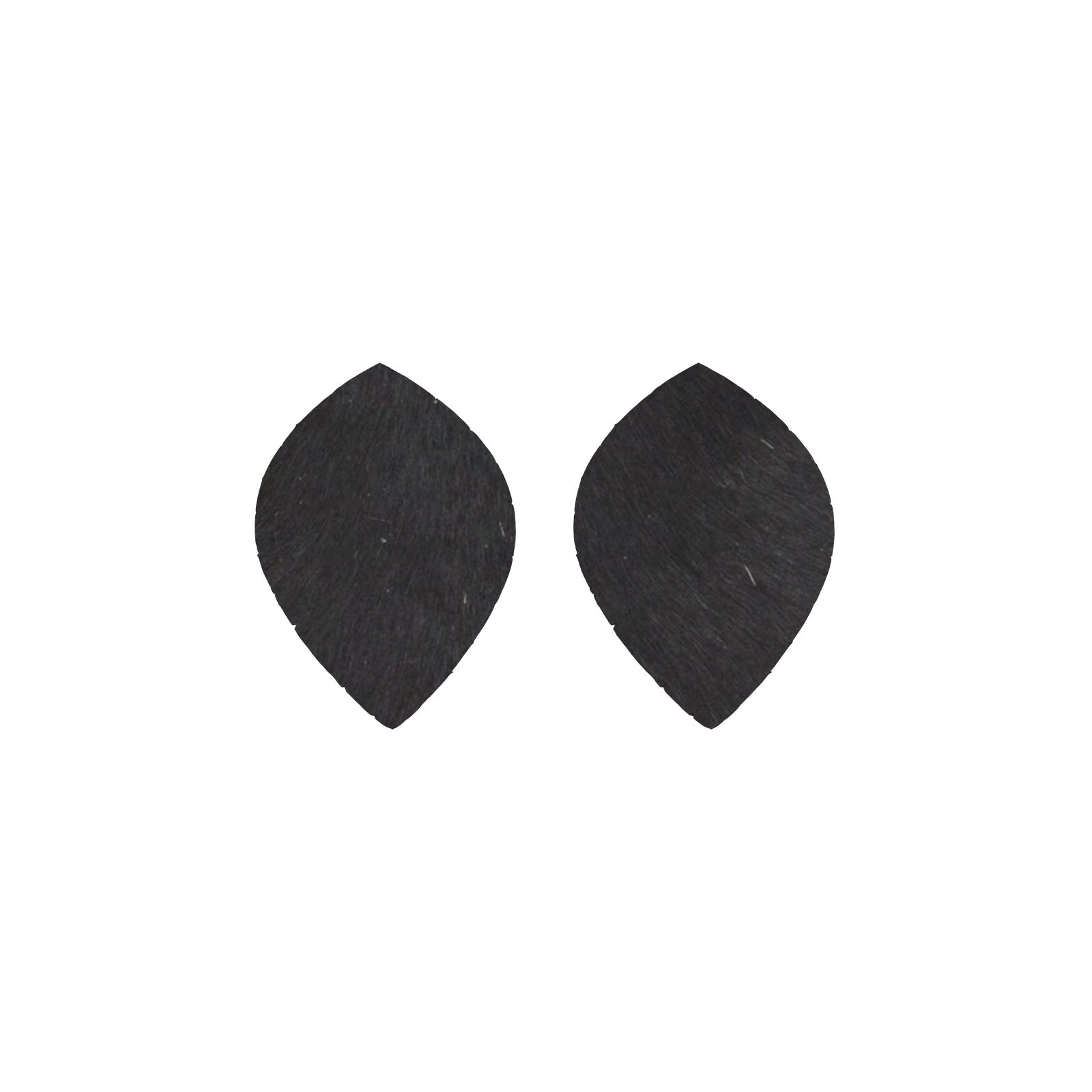 Solid Black Hair On Die Cut Earrings, Medium Leaf | The Leather Guy