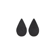 Solid Black Hair On Die Cut Earrings, Medium Teardrop | The Leather Guy