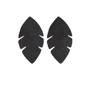 Solid Black Hair On Die Cut Earrings, Palm Leaf | The Leather Guy