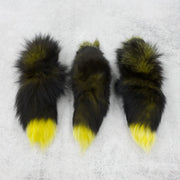 Solid, Genuine Dyed Fur Tails, Black and Yellow / With Pin | The Leather Guy