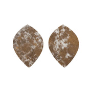 Spotted Dark to Medium Brown Hair On Die Cut Earrings, Large Leaf | The Leather Guy