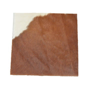 Bi-Color Medium Brown and Off-White Hair on Cow Hide Pre-cut, 12 x 12 | The Leather Guy