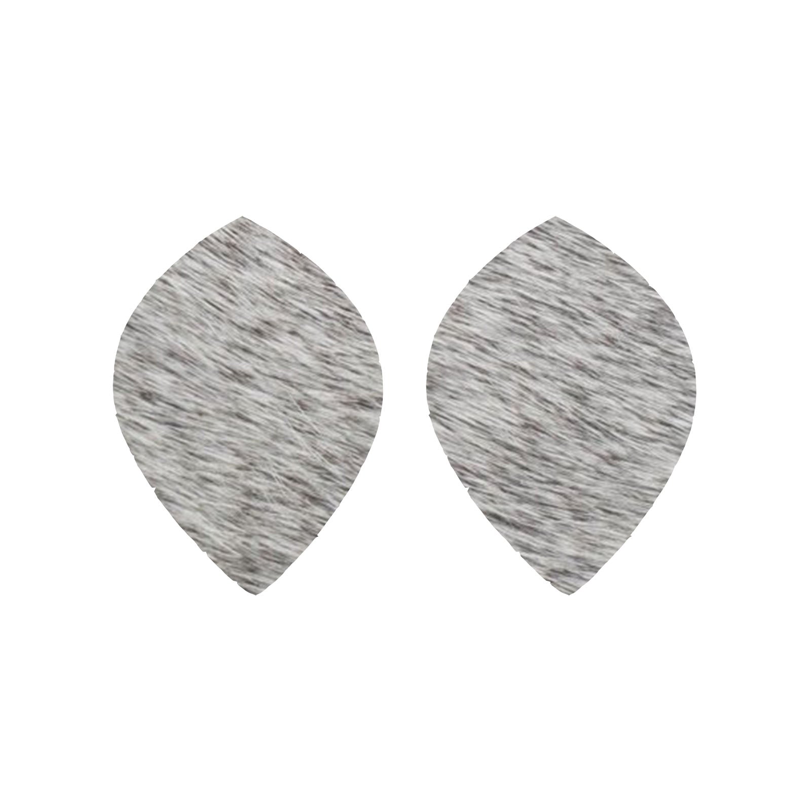 Peppered Light to Medium Grey Hair On Die Cut Earrings, Large Leaf | The Leather Guy