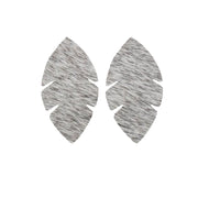 Peppered Light to Medium Grey Hair On Die Cut Earrings, Palm Leaf | The Leather Guy