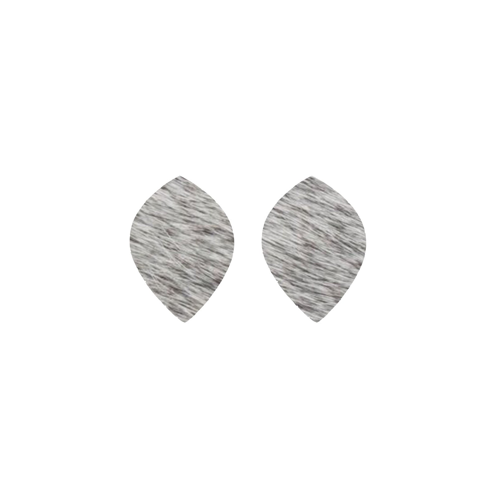 Peppered Light to Medium Grey Hair On Die Cut Earrings, Small Leaf | The Leather Guy