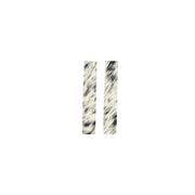 Spotted Light Black and Off White Hair On Die Cut Earrings, Rectangle | The Leather Guy