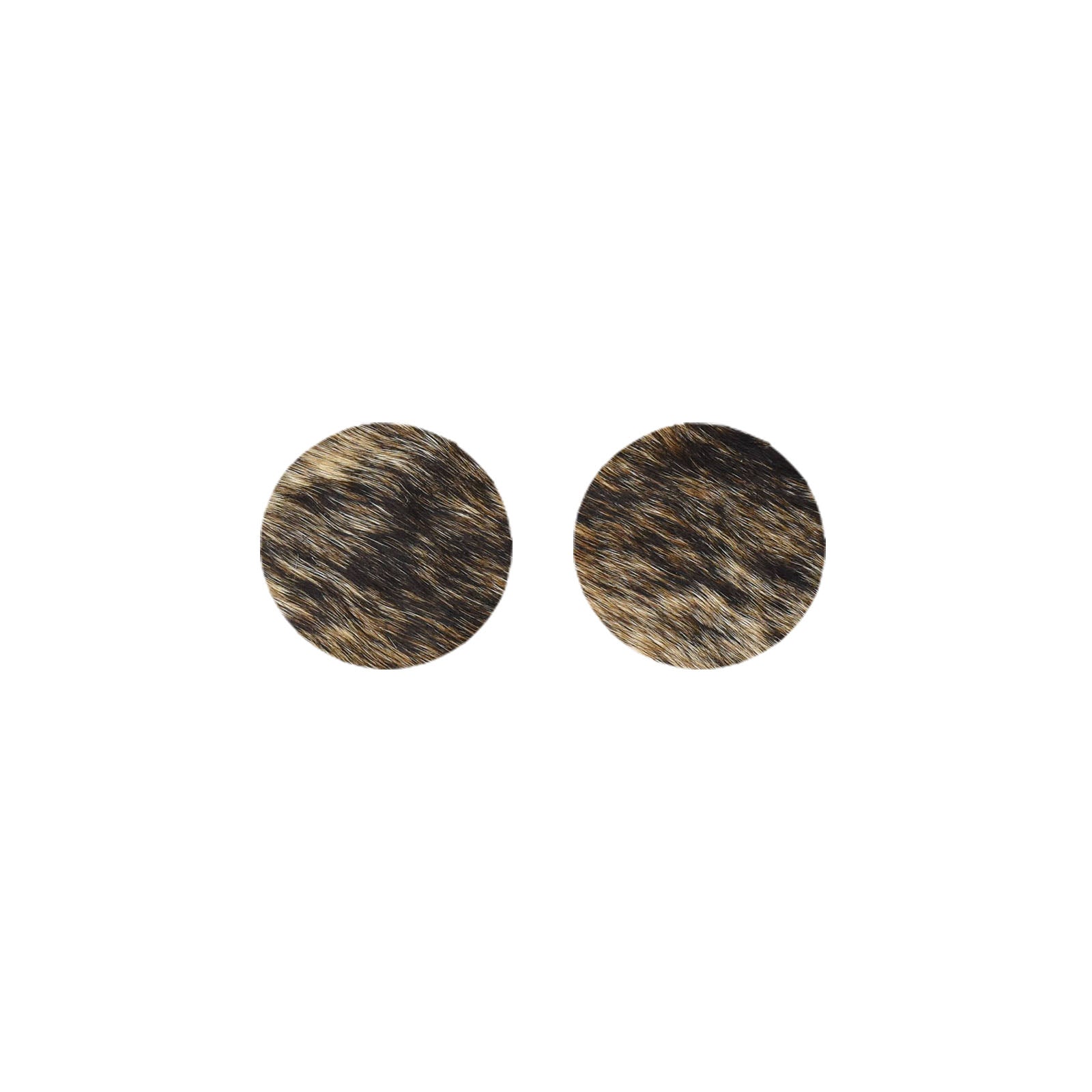 Light Brindle Light to Medium Brown, Black, and Off-White Hair On Die Cut Earrings, Medium Circle | The Leather Guy