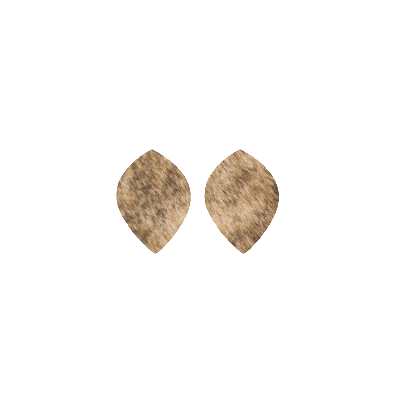 Light Brindle Light to Medium Brown, Black, and Off-White Hair On Die Cut Earrings, Small Leaf | The Leather Guy