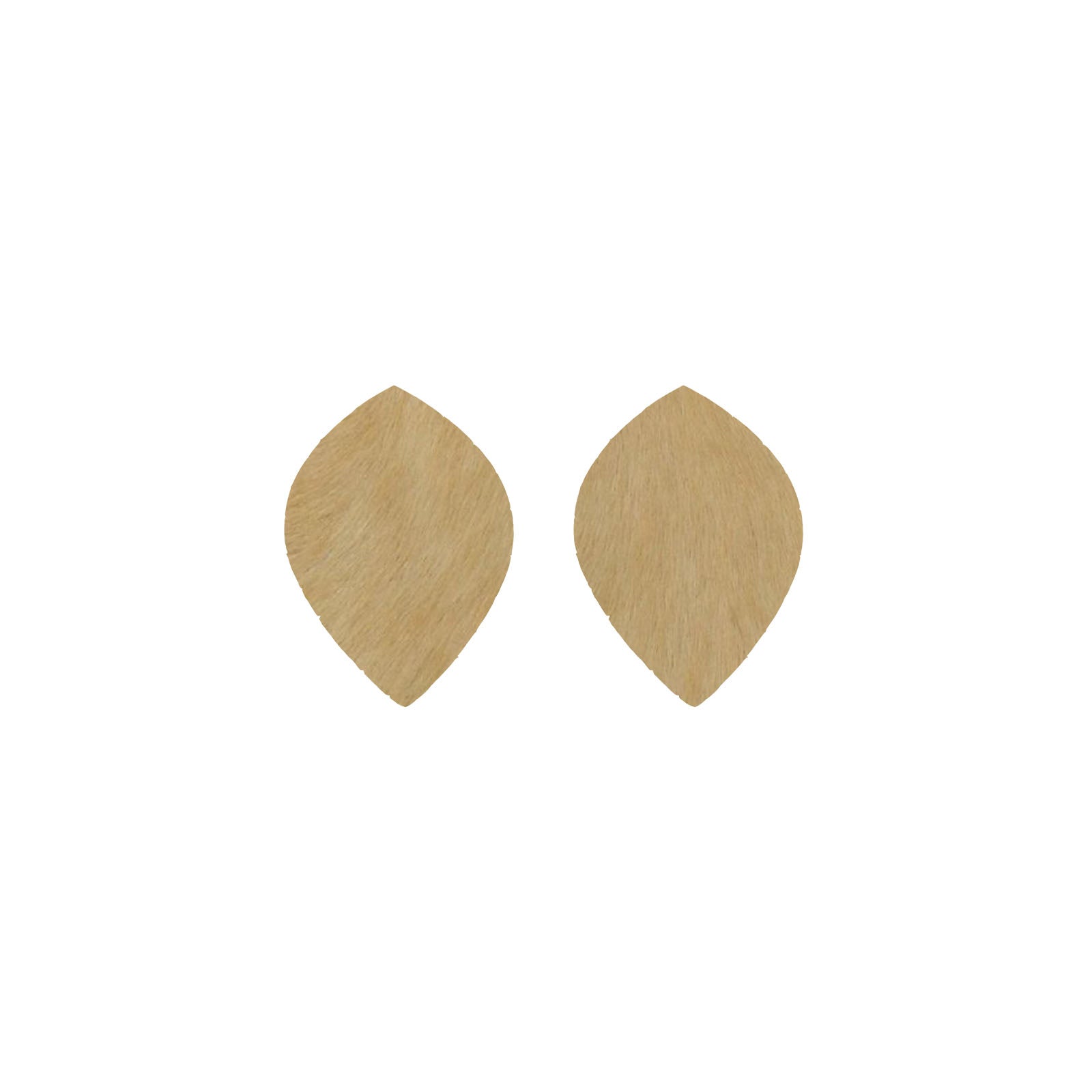 Solid Light Brown Hair On Die Cut Earrings, Small Leaf | The Leather Guy