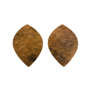 Medium Brindle Hair On Die Cut Earrings, Large Leaf | The Leather Guy