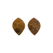 Medium Brindle Hair On Die Cut Earrings, Medium Leaf | The Leather Guy