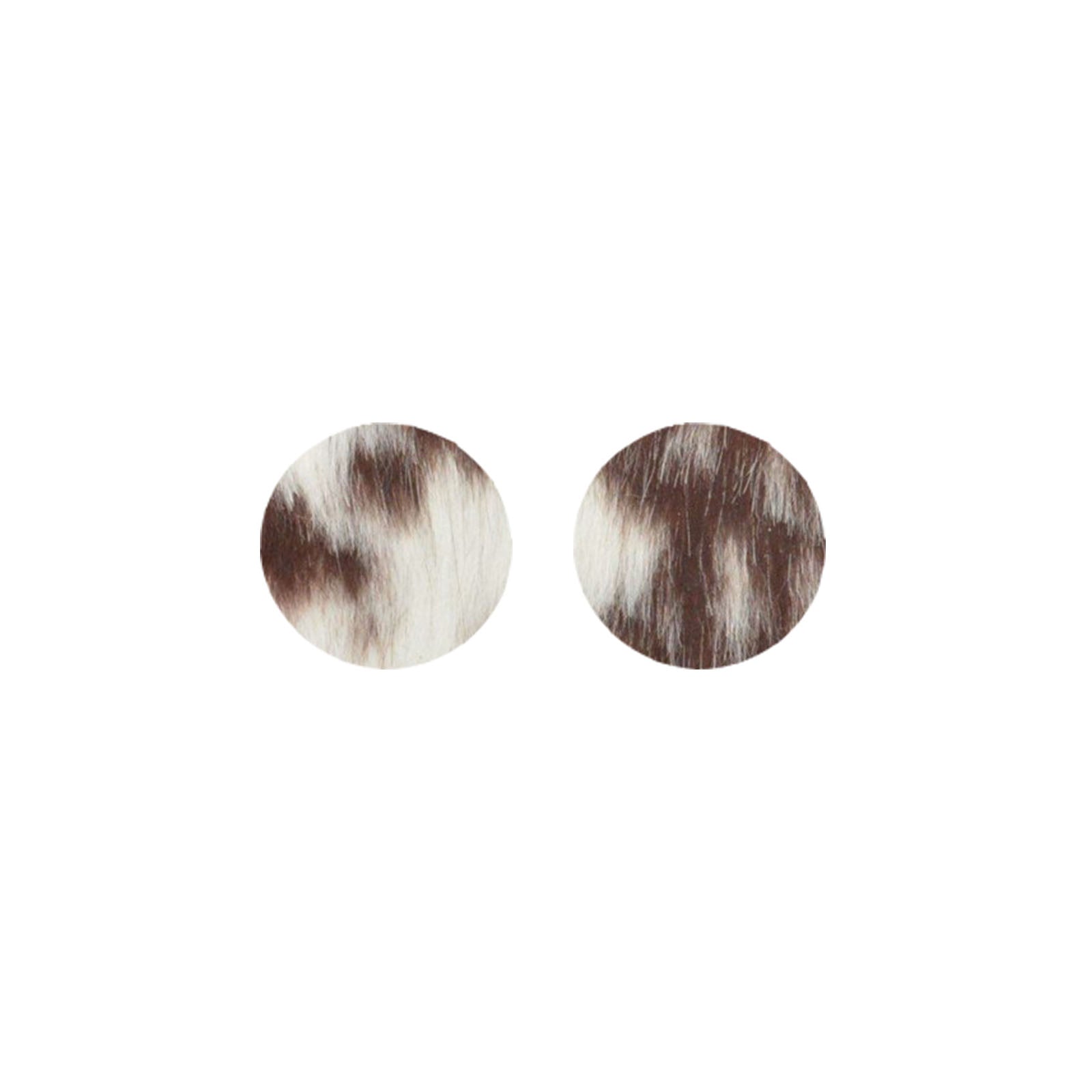 Bi-Color Medium Brown and Off-White Hair On Die Cut Earrings, Medium Circle | The Leather Guy