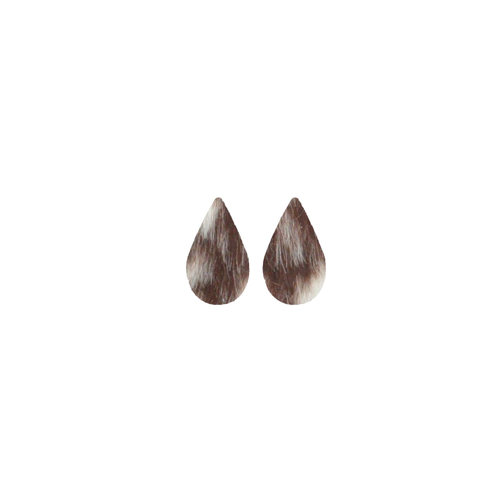 Bi-Color Medium Brown and Off-White Hair On Die Cut Earrings, Mini Teardrop | The Leather Guy