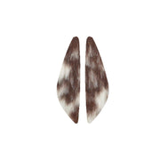 Bi-Color Medium Brown and Off-White Hair On Die Cut Earrings, Wings | The Leather Guy
