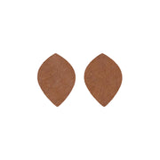 Solid Medium Brown Hair On Die Cut Earrings, Medium Leaf | The Leather Guy