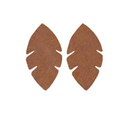 Solid Medium Brown Hair On Die Cut Earrings, Palm Leaf | The Leather Guy