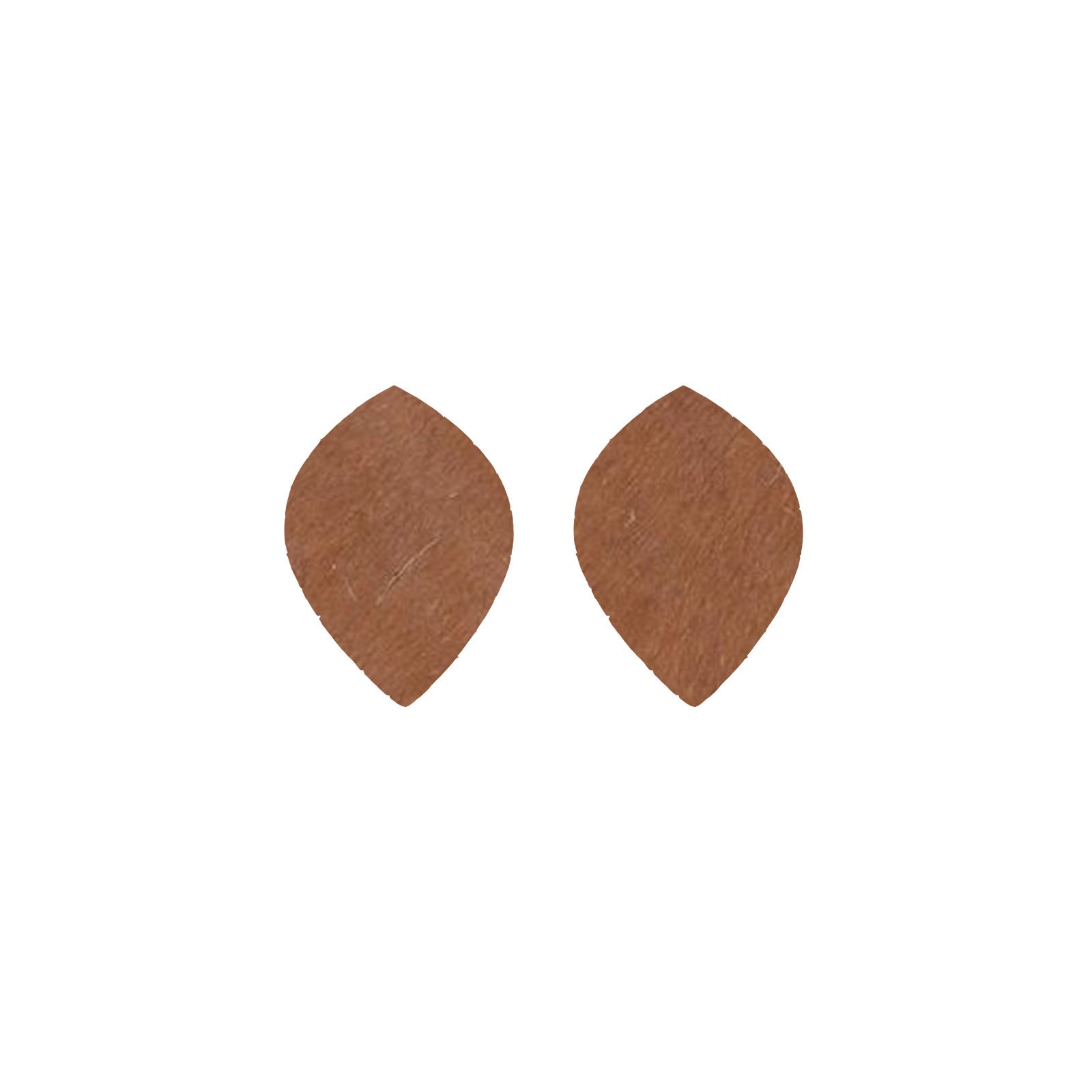 Solid Medium Brown Hair On Die Cut Earrings, Small Leaf | The Leather Guy