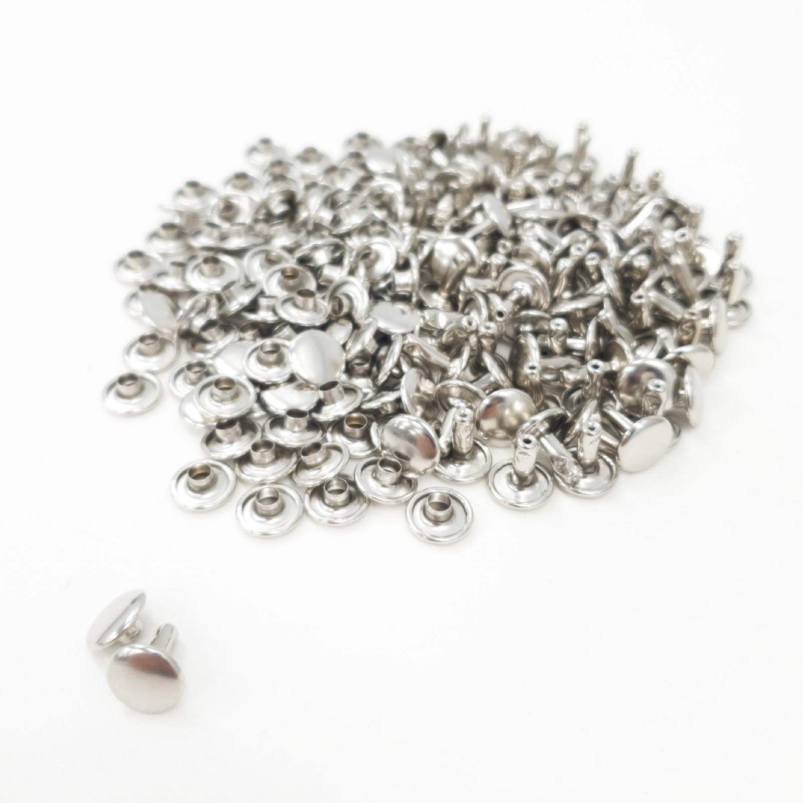 7 MM & 9 MM Double Cap Rivets 100 pk, 3/8 / Nickel | The Leather Guy