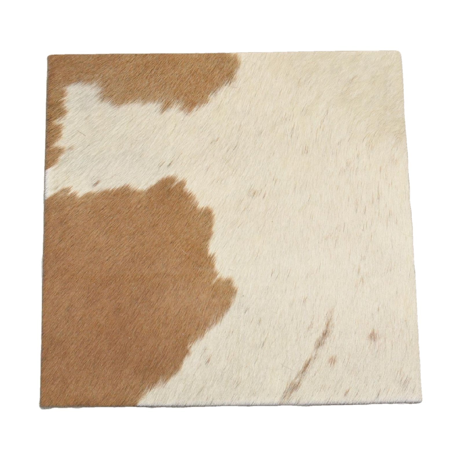 Bi-Color Light Brown and Off White Hair on Cow Hide Pre-cuts, 12 x 12 | The Leather Guy