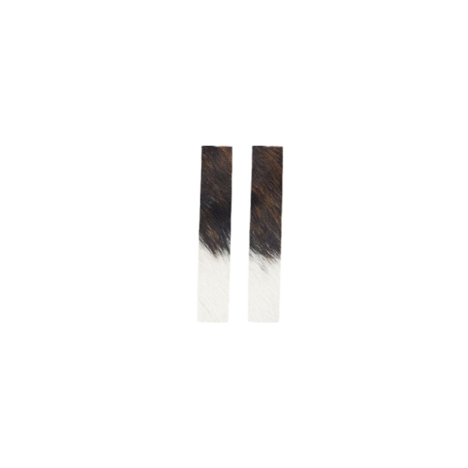 Tri-Colored Black/Brown/Off White Hair On Die Cut Earrings, Rectangle | The Leather Guy