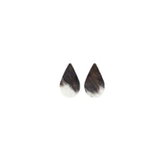 Tri-Colored Black/Brown/Off White Hair On Die Cut Earrings, Mini Teardrop | The Leather Guy